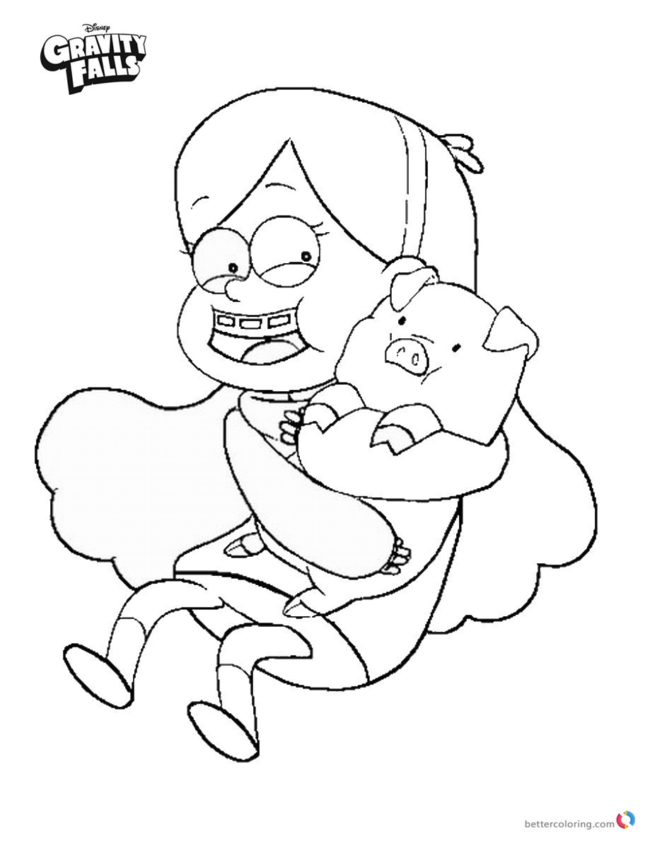 912x1200 Gravity Falls Coloring Pages Mabel And Waddles Dipper Pines