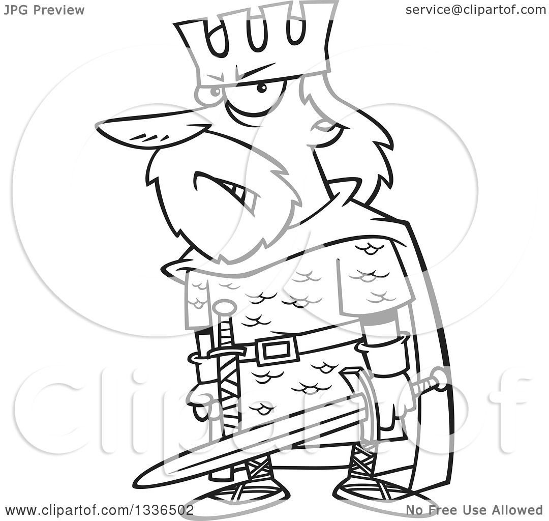 1080x1024 Lineart Clipart Of A Cartoon Black And White Angry King, Macbeth