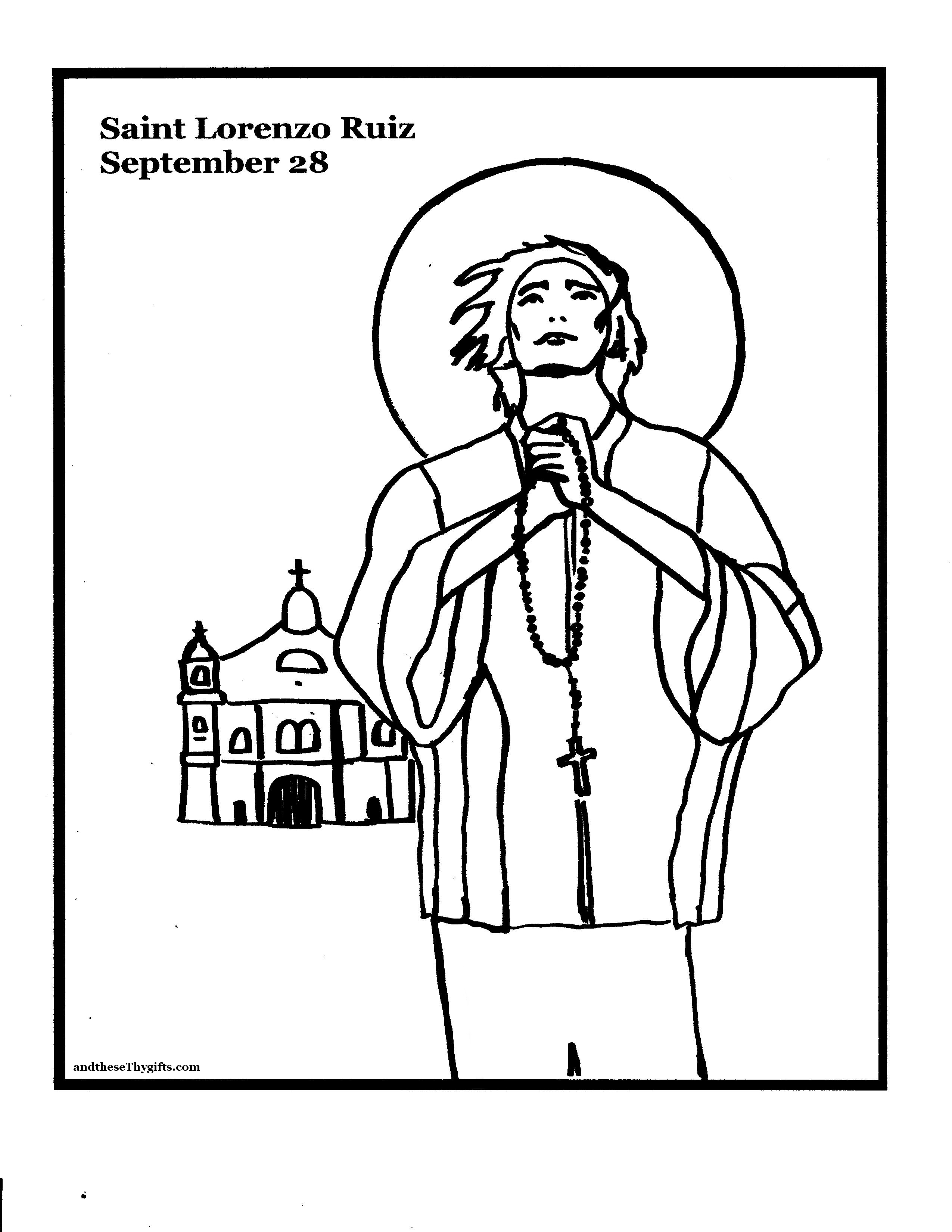 2550x3300 St Lorenzo Ruiz Coloring Page And These Thy Gifts