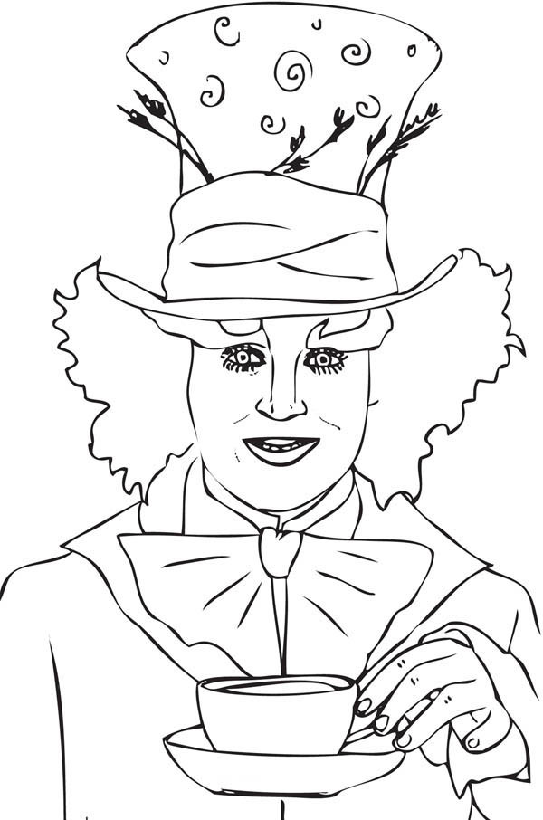 600x906 Johnny Deep Mad Hatter Coloring Page Color Luna Sheets