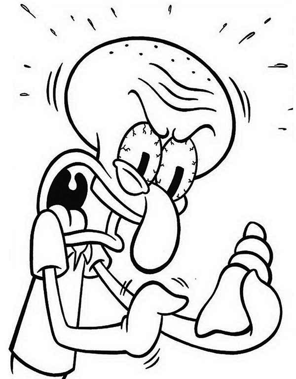 600x767 Squidward Mad To Shell Coloring Page