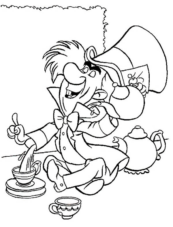 600x787 Alice In Wonderland Character Mad Hatter Coloring Page
