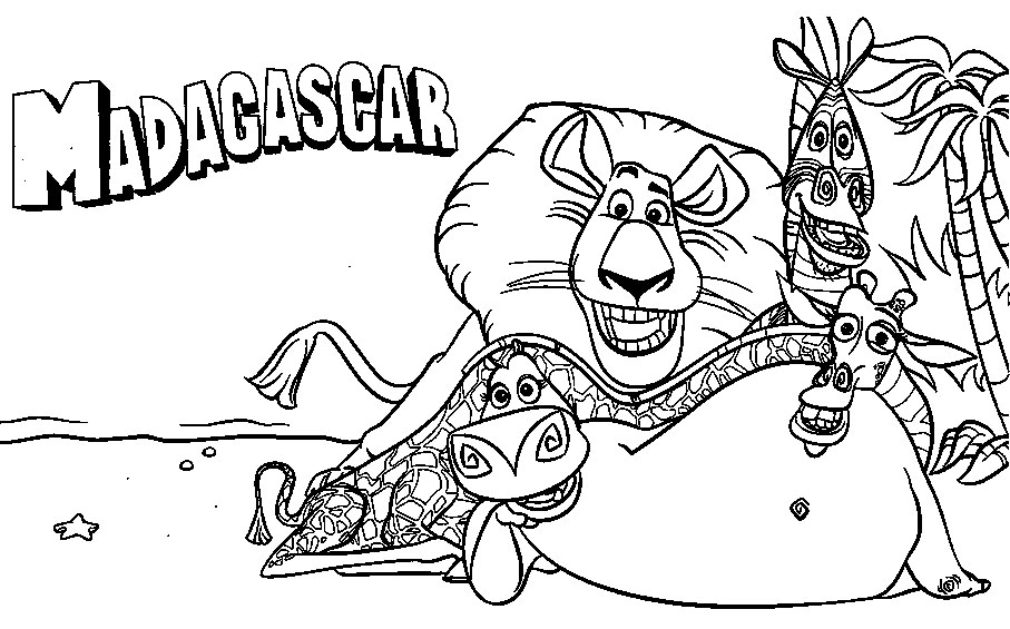 907x565 Madagascar Coloring Pages Printable Inside Decor