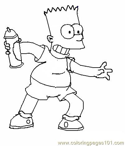 402x471 Bart Simpson Step Coloring Page