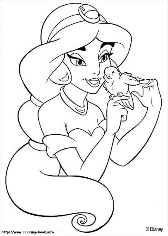 567x794 Princess Jasmine And Aladdin Disney Coloring Pages Printable