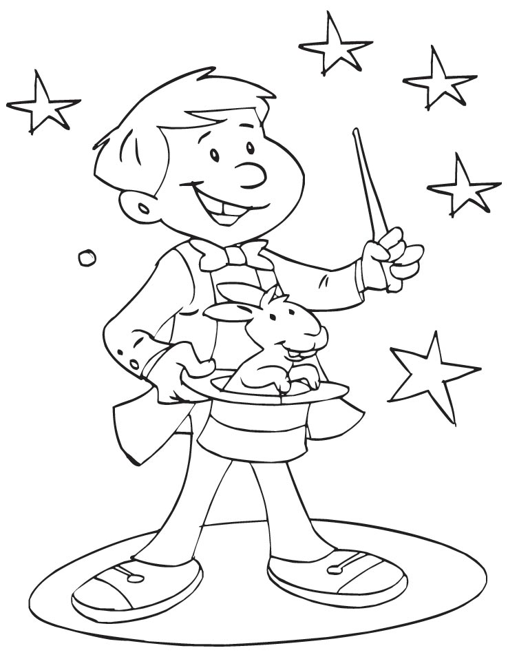 738x954 Magic Coloring Pages A Young Magician Showing Magic Coloring Page