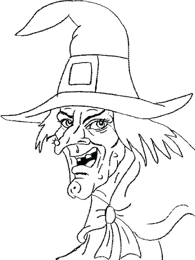 638x850 Witch Source Magic Broomstick Scary Head Coloring Page Holiday