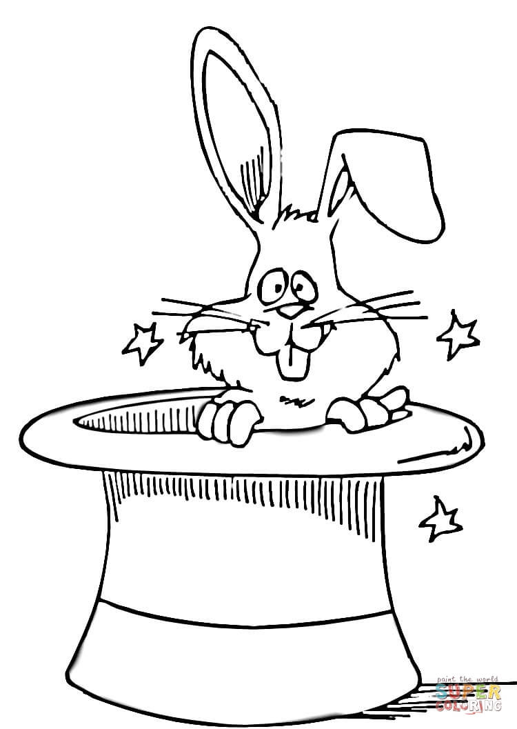 750x1057 Magical Coloring Pages Bunny In A Magic Hat Page Free Printable