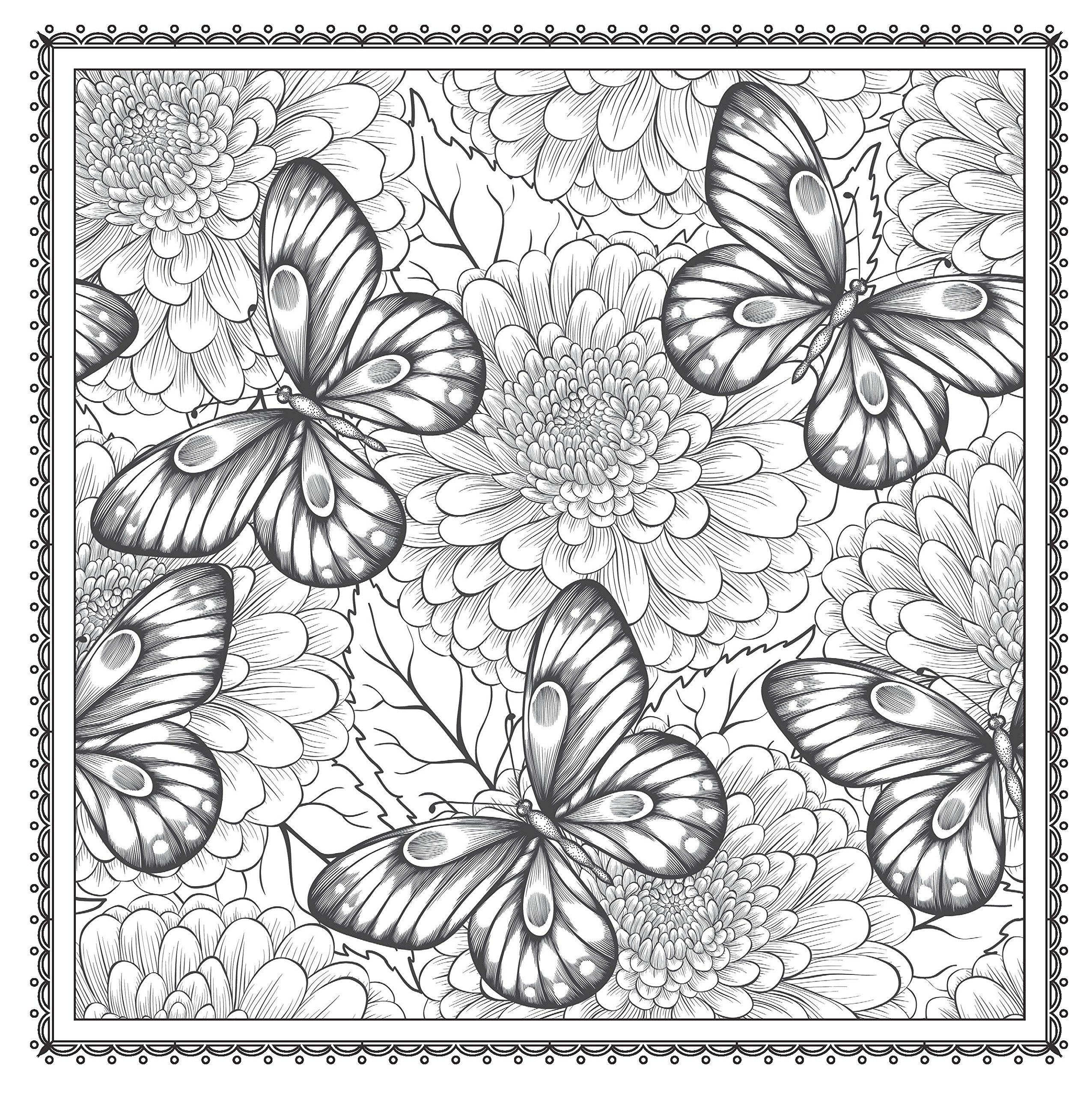 2551x2560 Blossom Magic Beautiful Floral Patterns Coloring Book For Adults