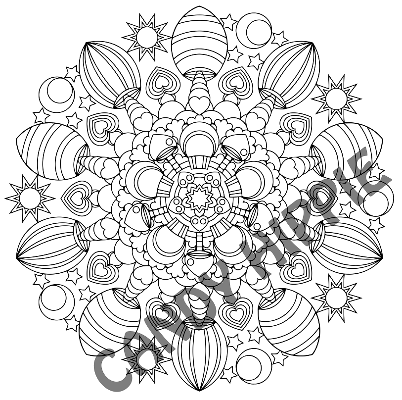 813x808 Magic Mushrooms Printable Mandala Coloring Page