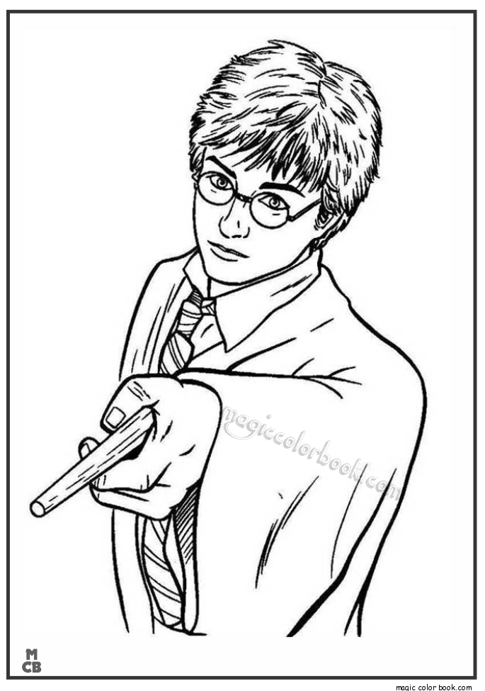 685x975 Harry Potter Pointing His Magic Wand Coloring Page