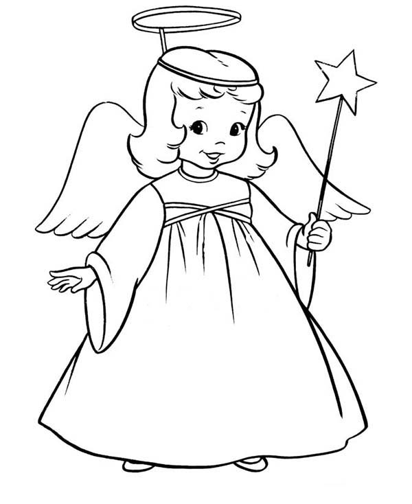 600x734 Winged Angels With Magic Wand Coloring Page Color Luna