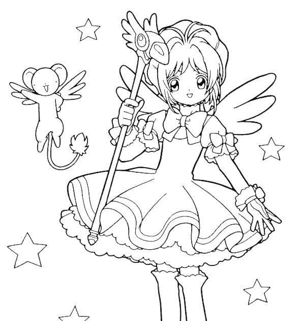 590x630 Digital Dunes Sakura And Magic Wand Coloring Pages
