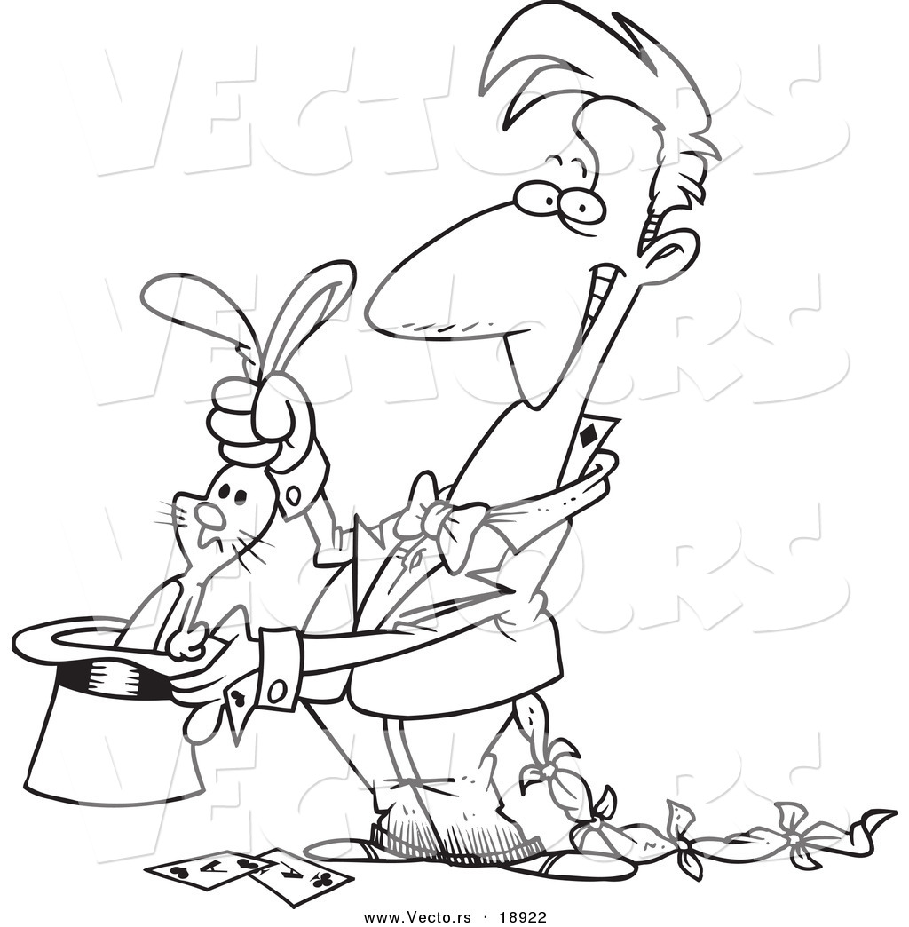 1024x1044 Vector Of A Cartoon Magician With A Rabbit In A Hat