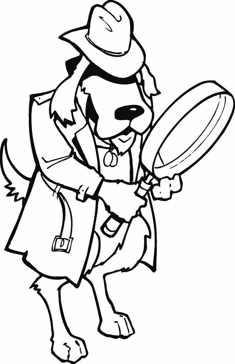 800x1235 Dog Magnifying Glass Printable Image Illustration Sketch For Dog