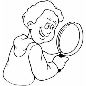 300x300 Boy With Magnifying Glass Coloring Sheet
