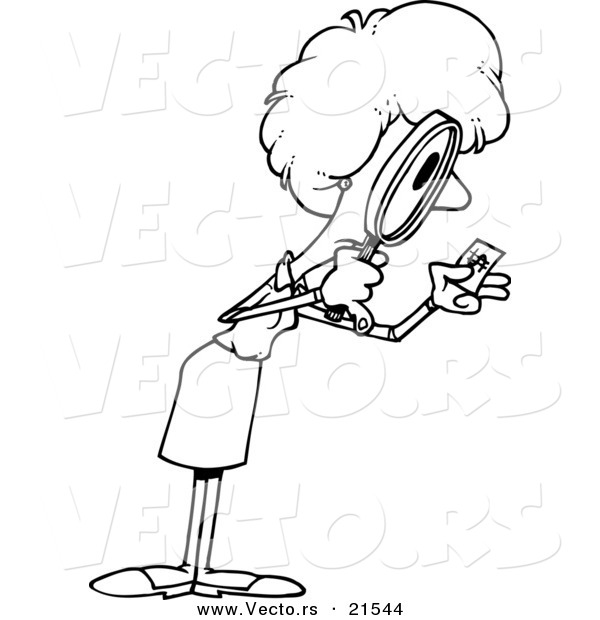 600x620 Vector Of Cartoon Businesswoman Viewing Money Through