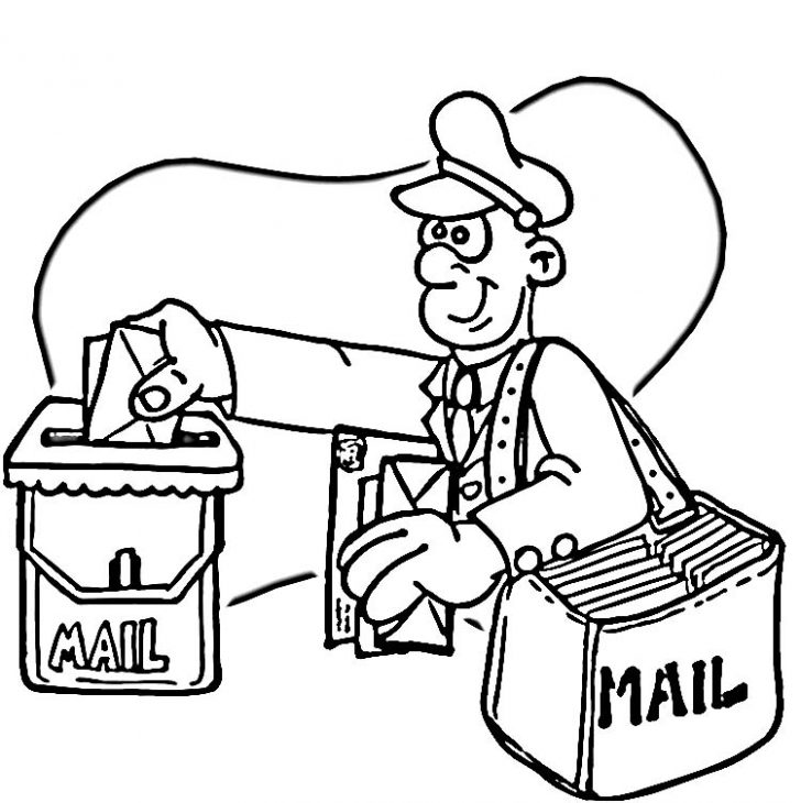 728x730 Mail Carrier Coloring Page