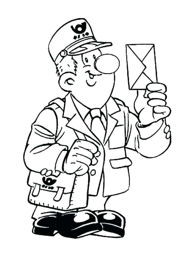 618x874 Mail Carrier Coloring Page