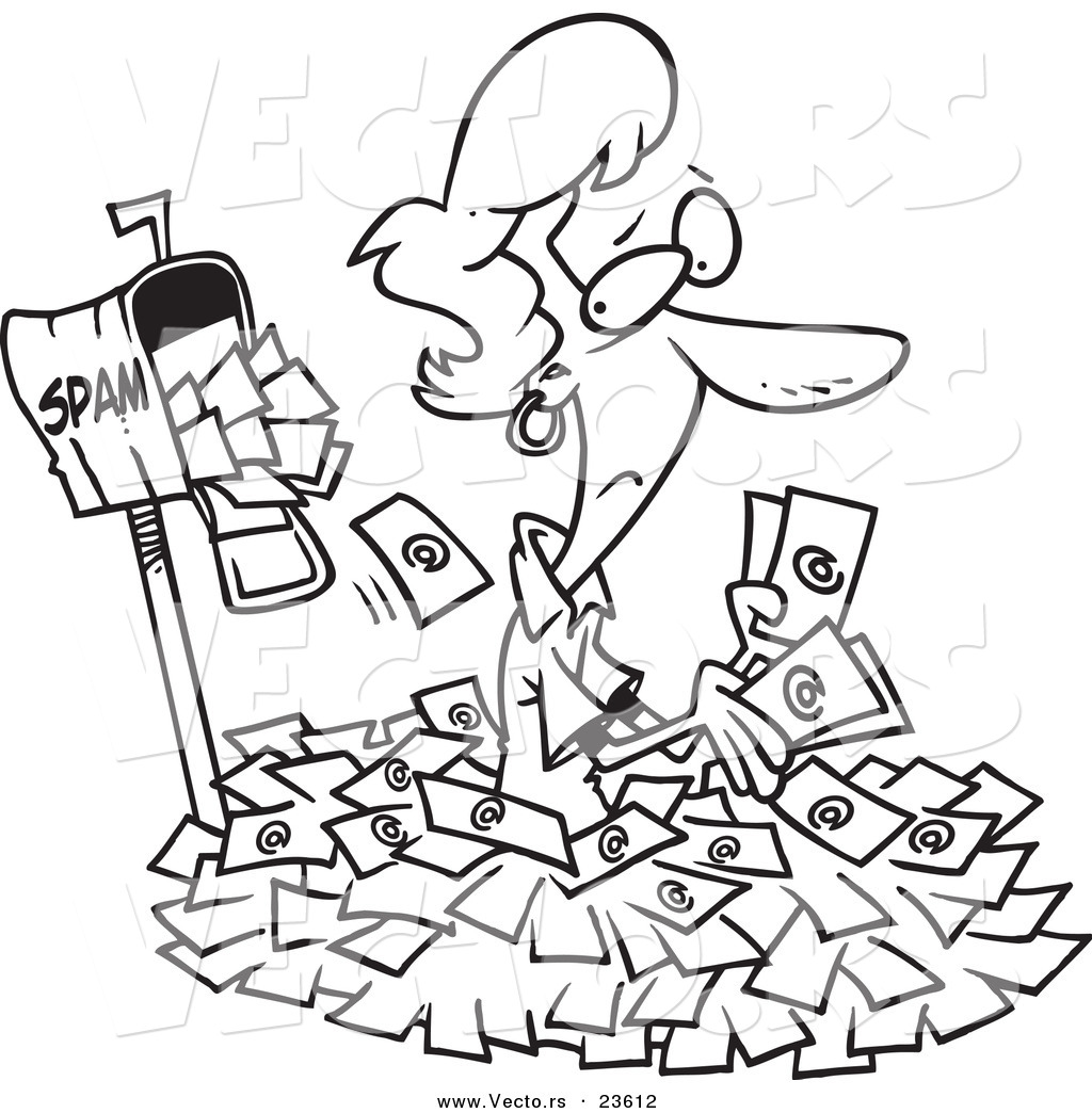 1024x1044 Vector Of A Cartoon Woman In Spam Mail
