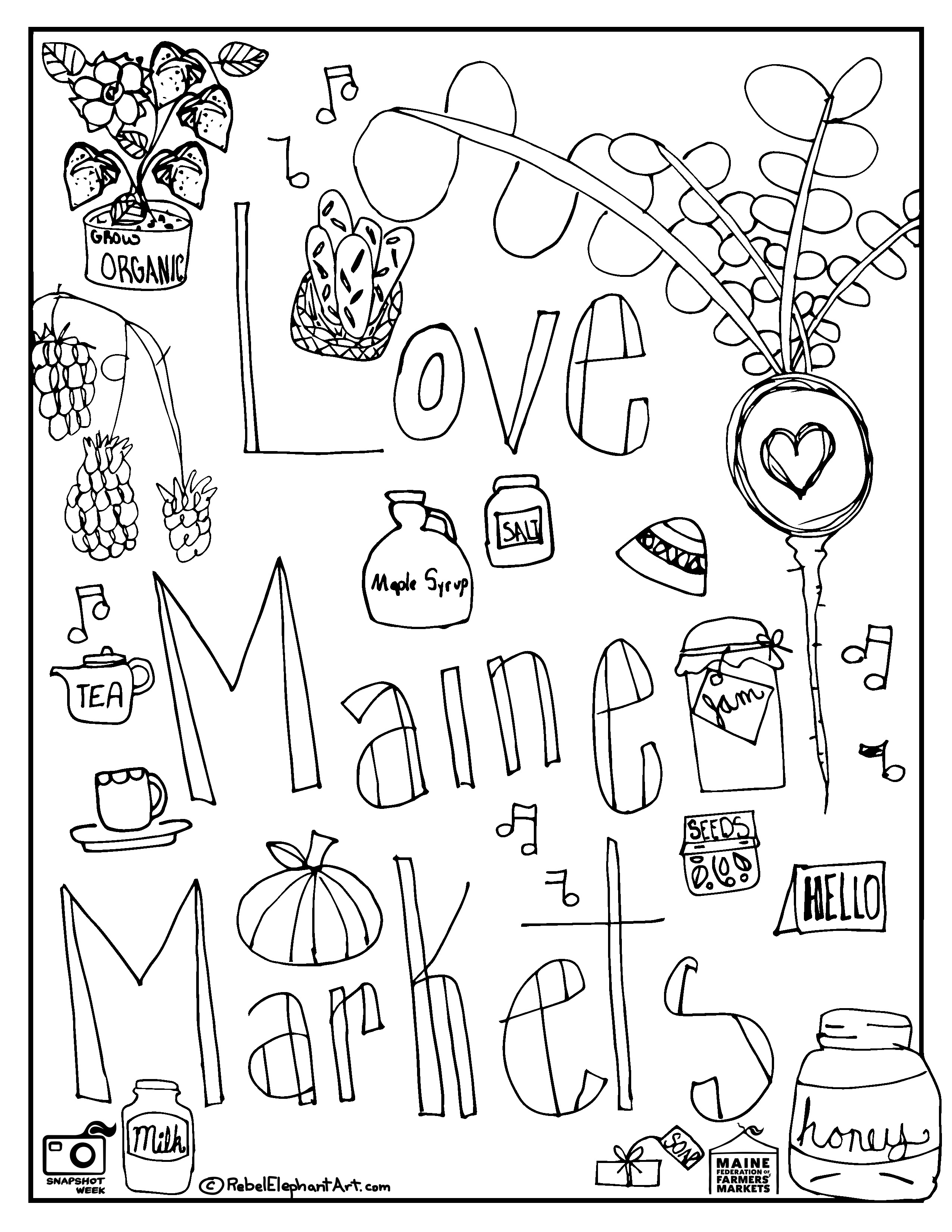 2552x3302 Maine Farmers' Market Coloring Pages