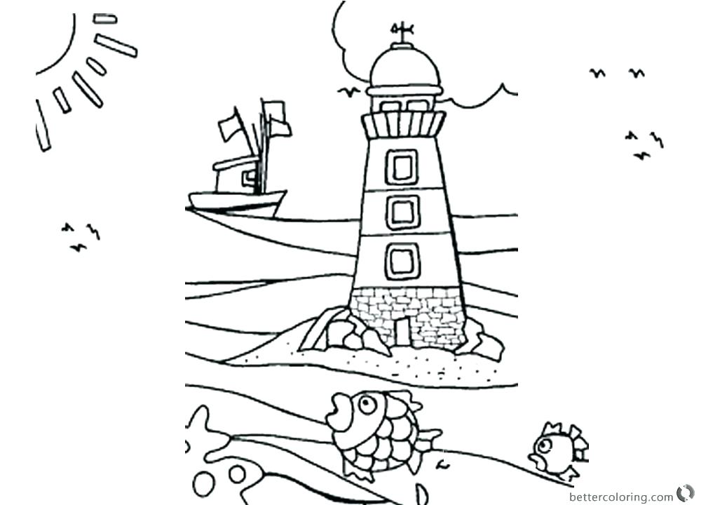 1000x720 Lighthouse Coloring Page