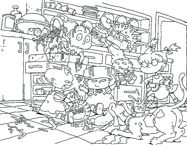 600x466 Kitchen Coloring Pages Rugrats Rugrats Make A Mess