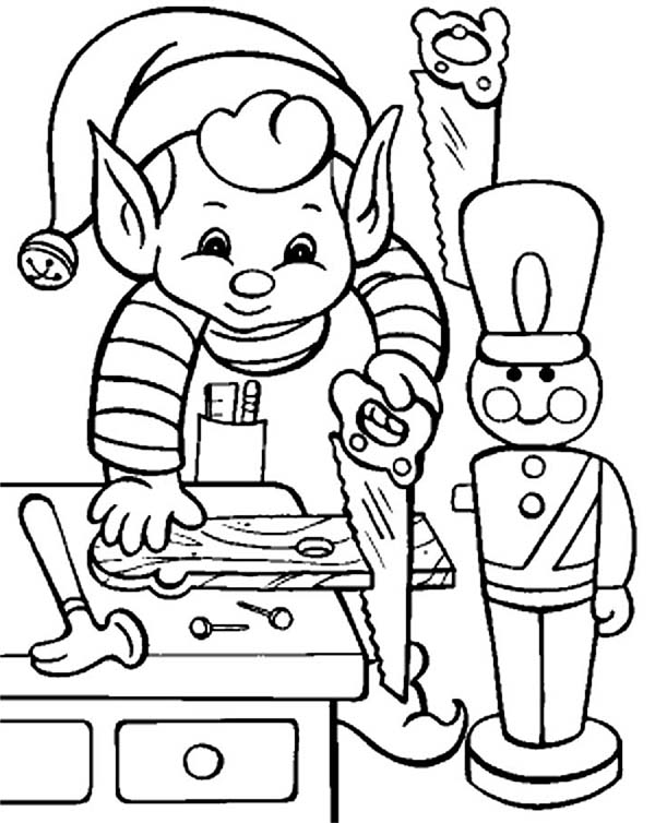 600x754 Little Elf Make Some Toys Coloring Page Color Luna