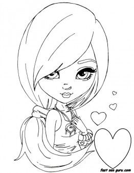 262x338 Printable Beautiful Girl Face Makeup Coloring Pages