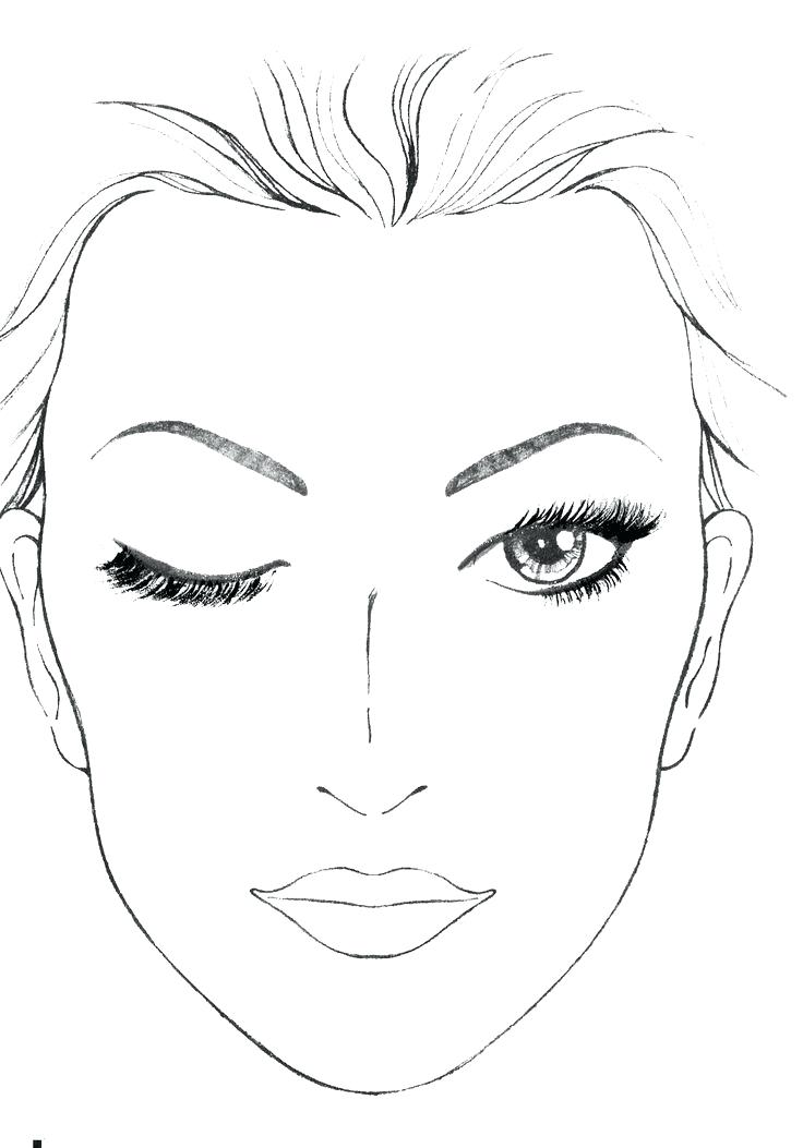 736x1053 This Is Makeup Coloring Pages Pictures Blank Makeup Face Chart