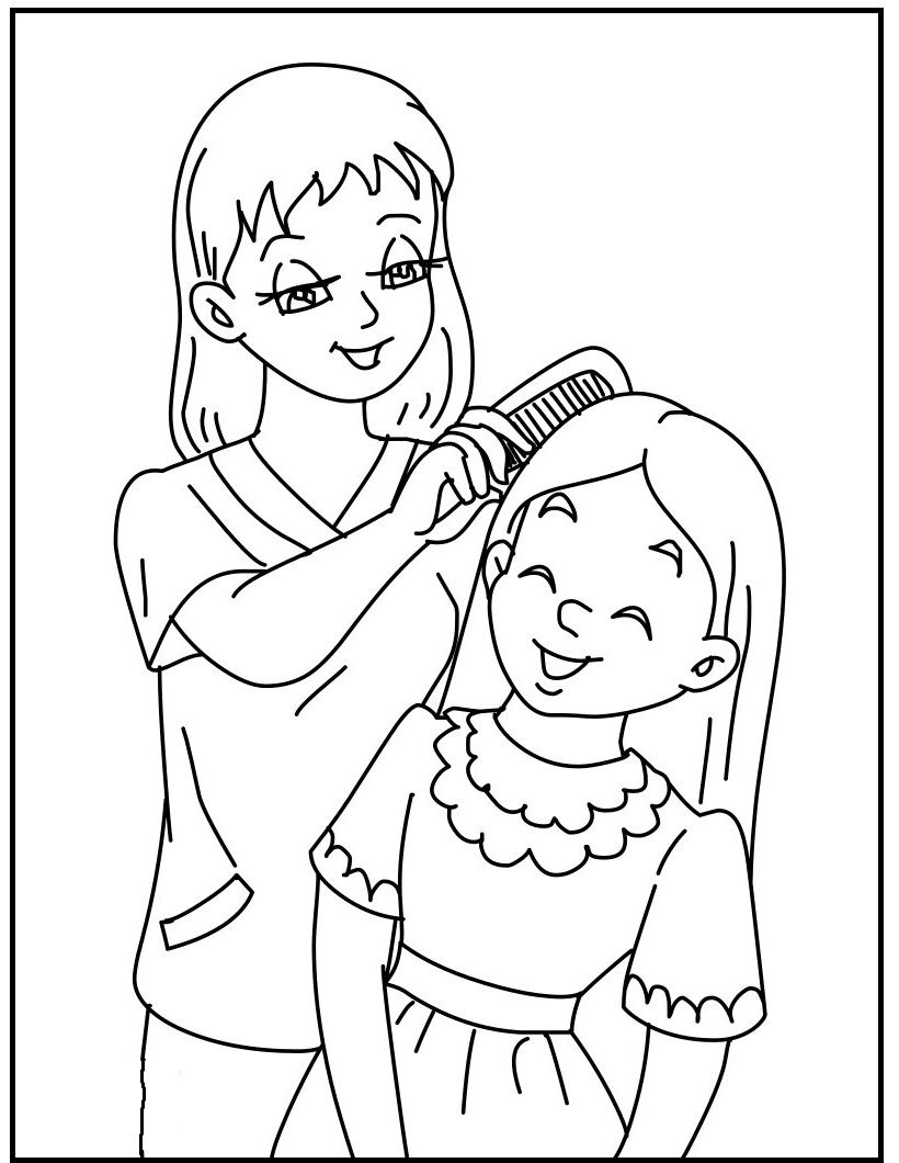 820x1060 Makeup Daughter At Mother's Day Coloring Picture For Kids