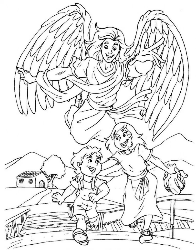 803x1024 Male Guardian Angel Coloring Page Az Pages With In Inside Acpra