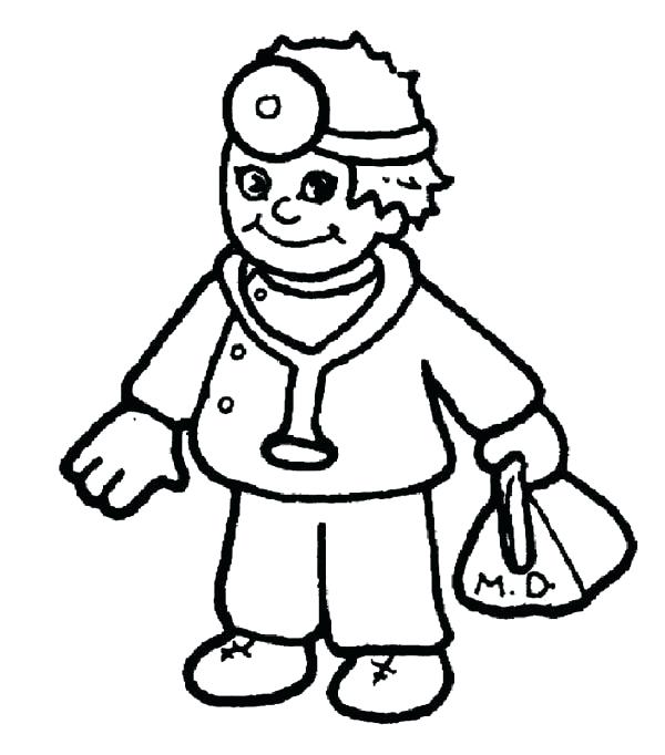600x682 Nursing Coloring Pages Male Nurse Coloring Page Stock Cartoon