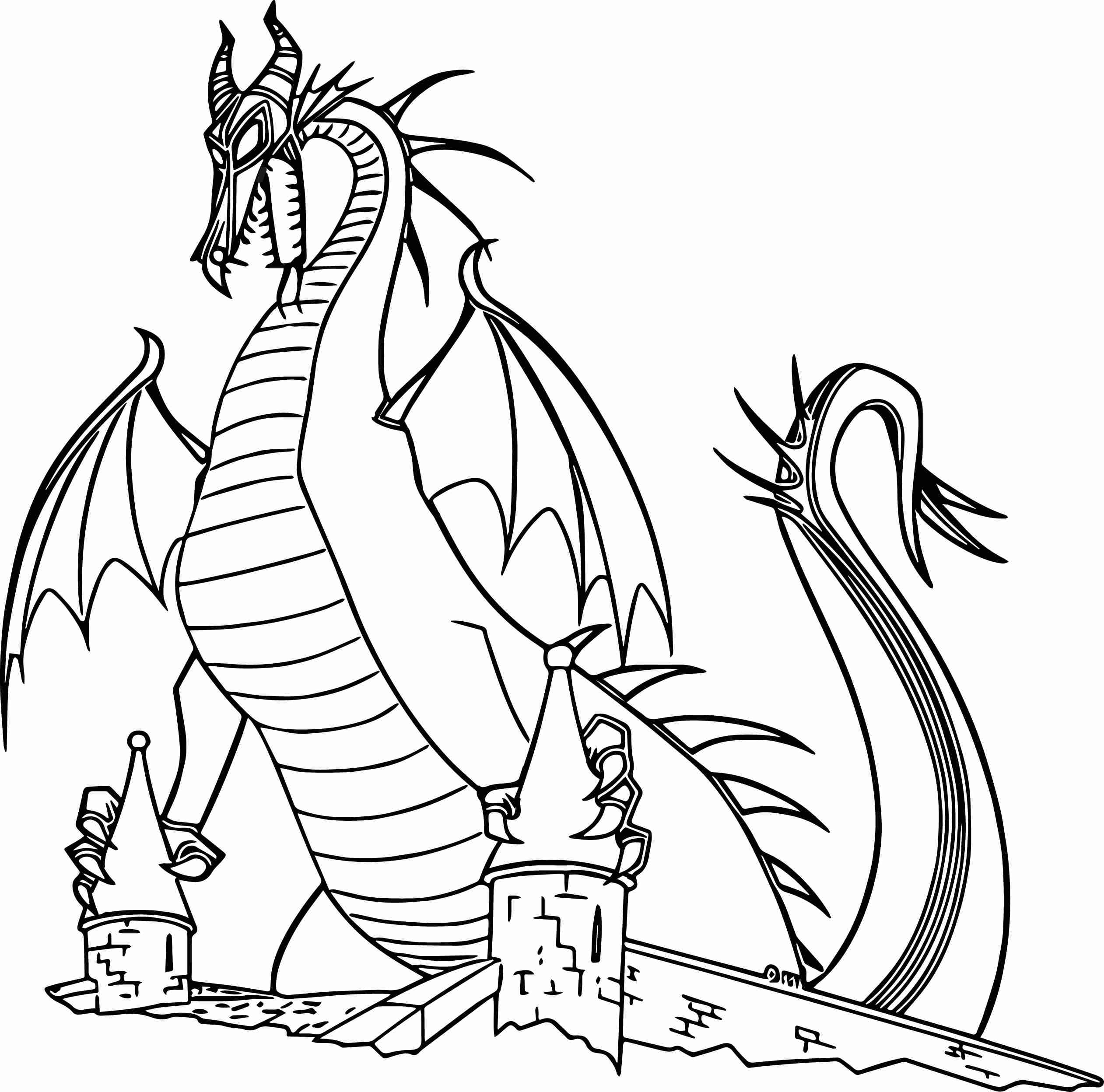 2523x2496 Maleficent Dragon Castle Cartoon Coloring Page Wecoloringpage