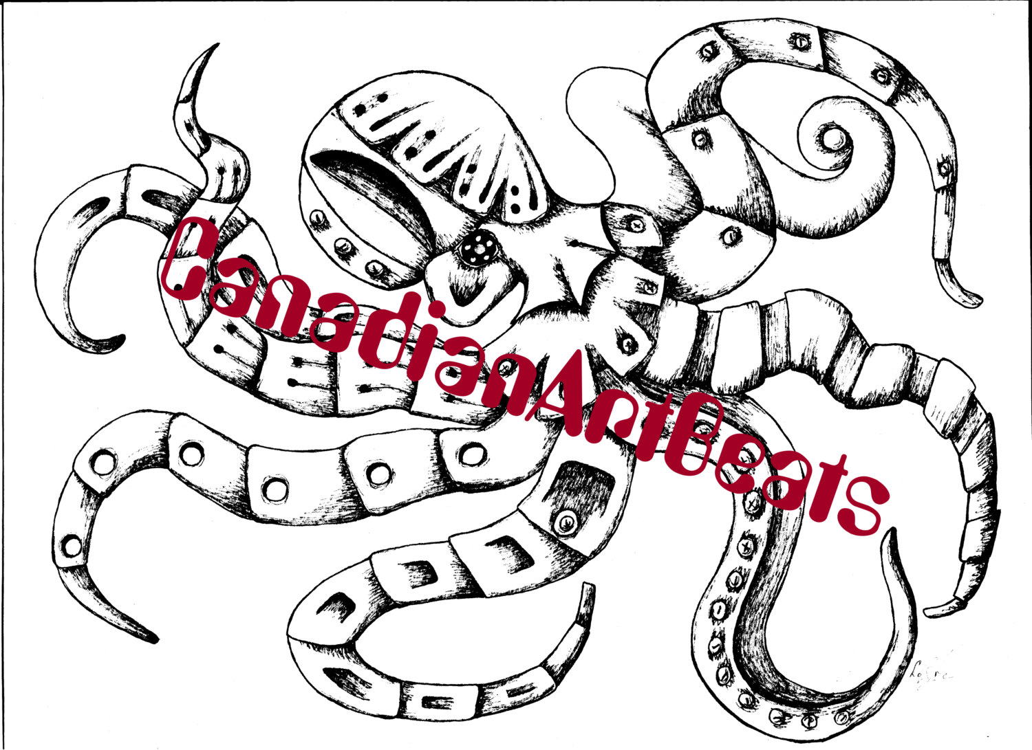 1500x1091 Printable Steampunk Octopus Coloring Page