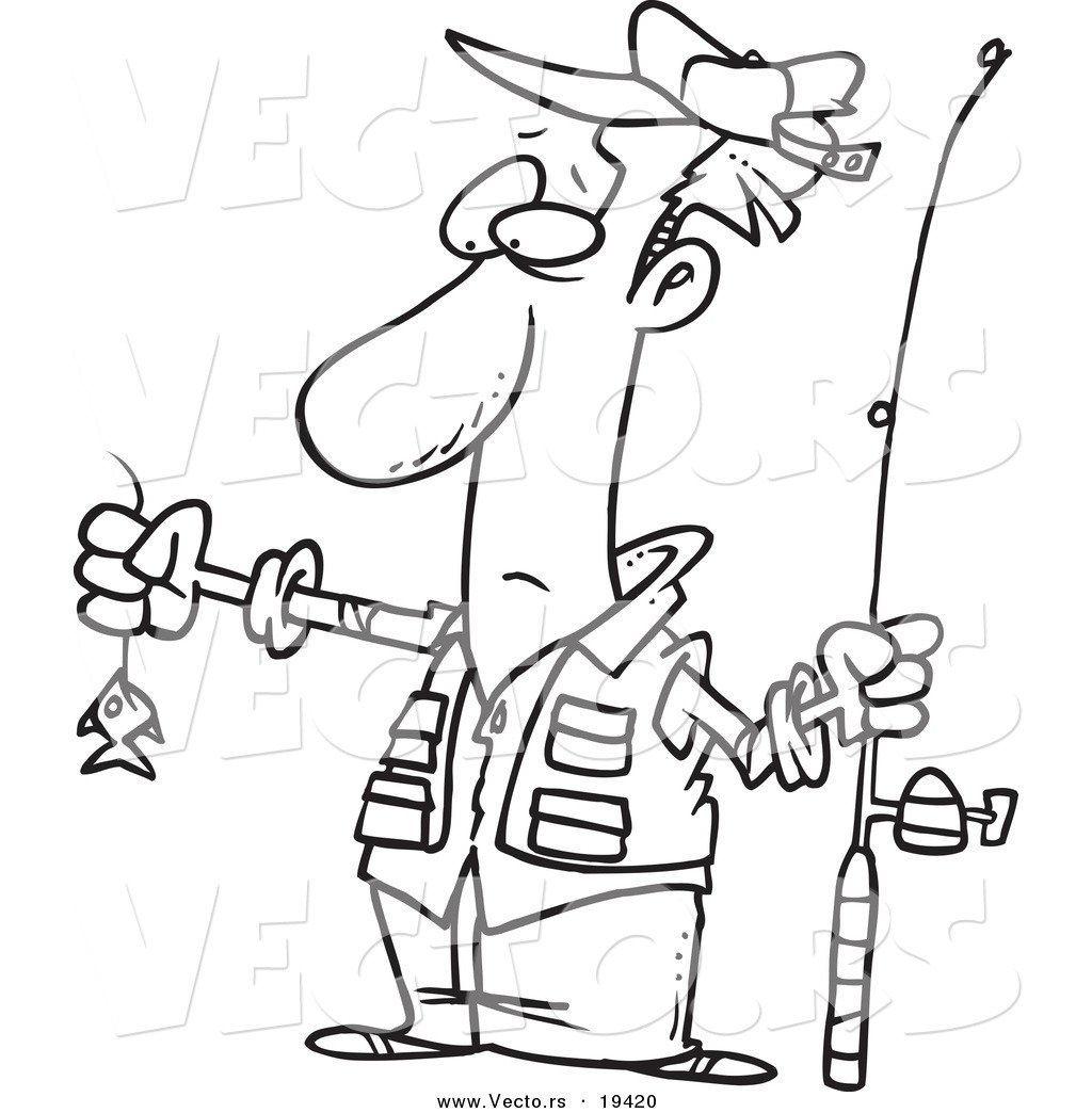 1024x1044 Vector Of A Cartoon Disappointed Fisherman With A Tiny Fish