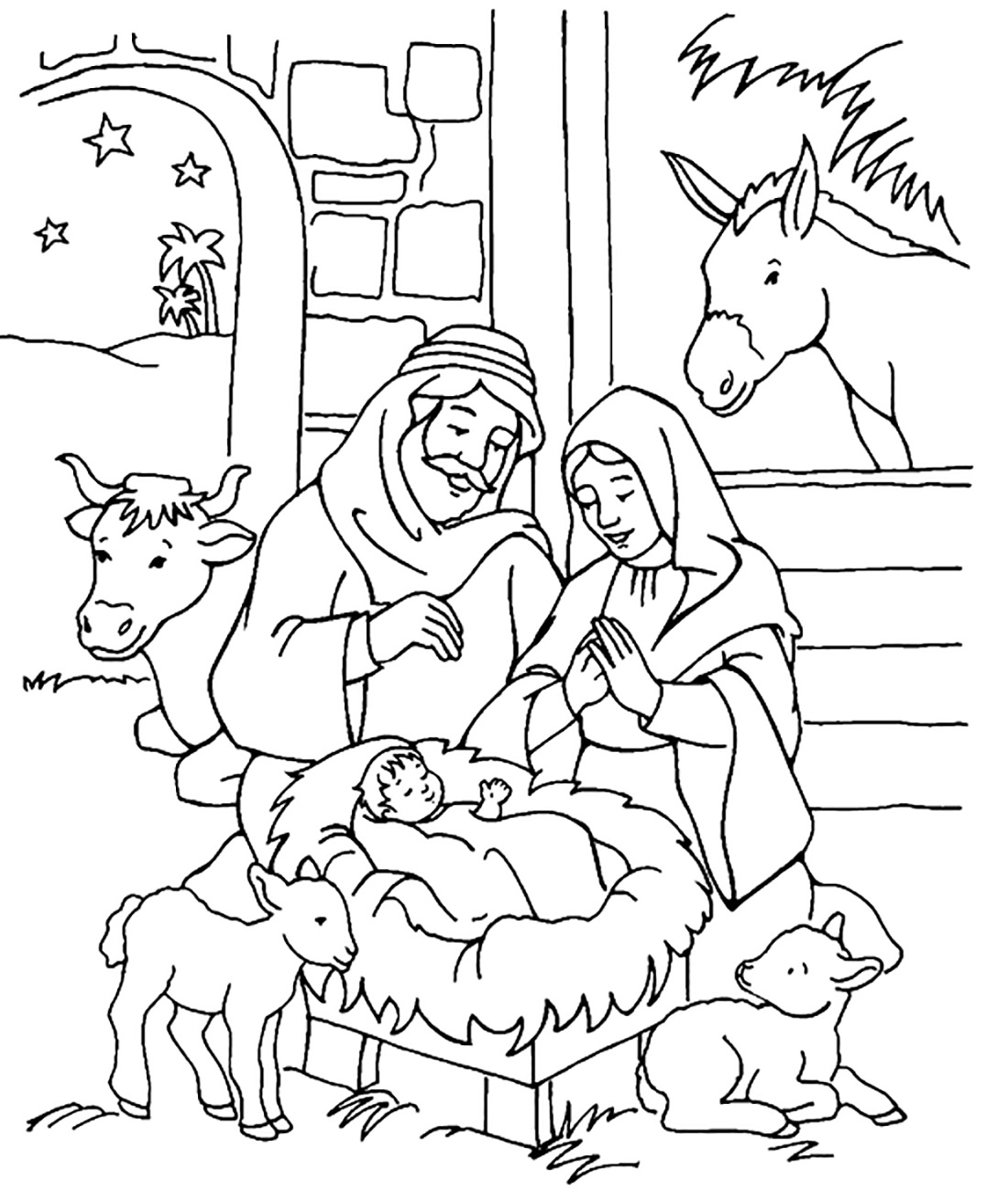 1100x1300 Manger Coloring Page