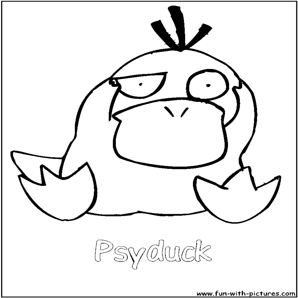 1024x1024 Coloring Page Inside Pokemon Coloring Pages Psyduck