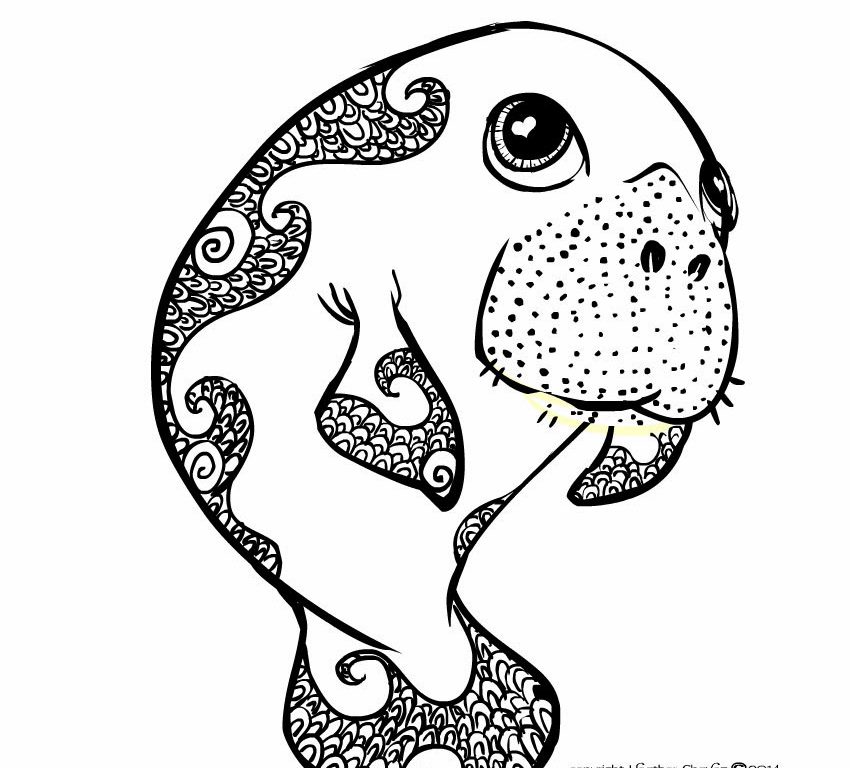 850x768 Manatee Coloring Pages Page For Kids Printable Free Colouring