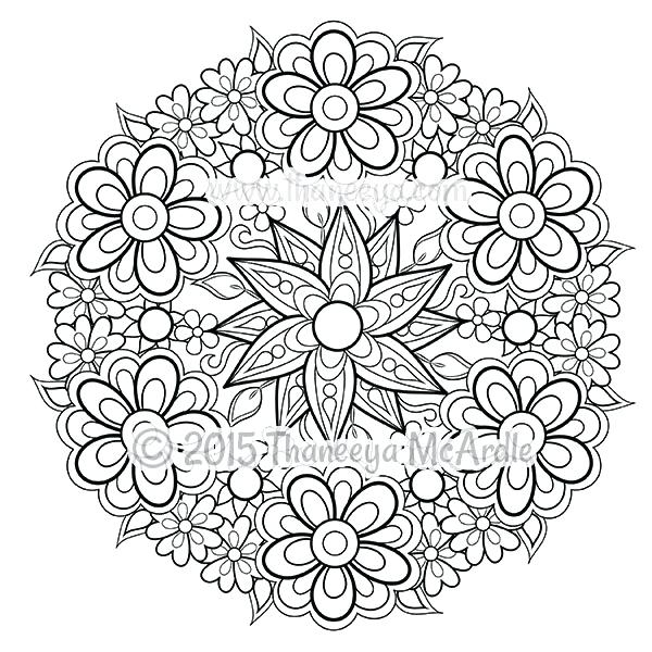 600x600 Flower Mandalas Coloring Book