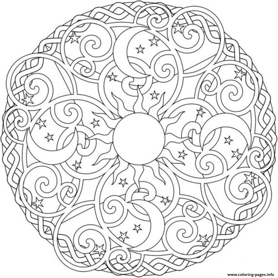 1077x1077 Sun Moon And Stars Mandala Coloring Pages Printable