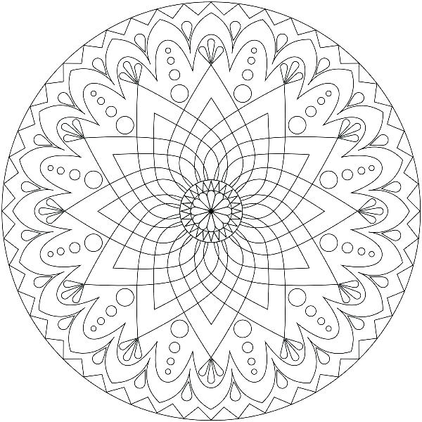600x600 Phone Coloring Pages Printable Coloring Mandalas Detailed Mandala