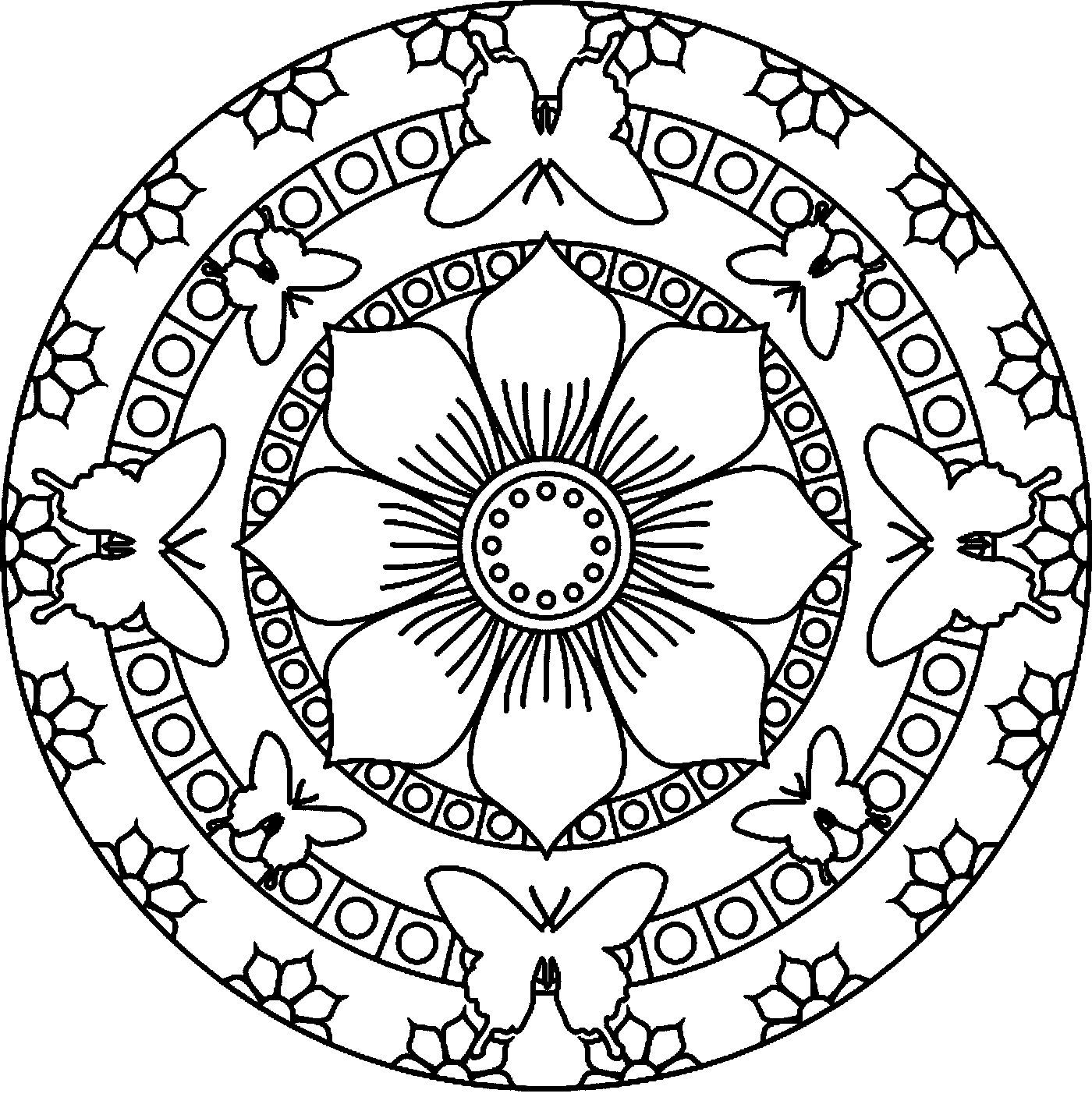 1400x1416 Mandalas Butterflies And Flowers Mandalas Free