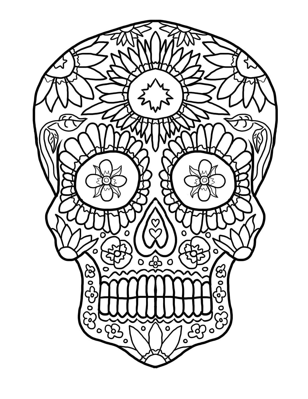 1275x1650 Day Of The Dead Mandala Coloring Pages Copy Adult Skull Coloring