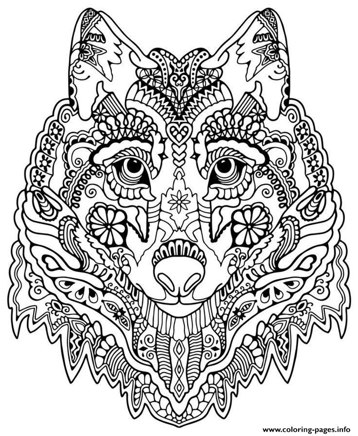 736x896 Mandalas To Print And Color For Adults Cute Wolf Adult Mandala