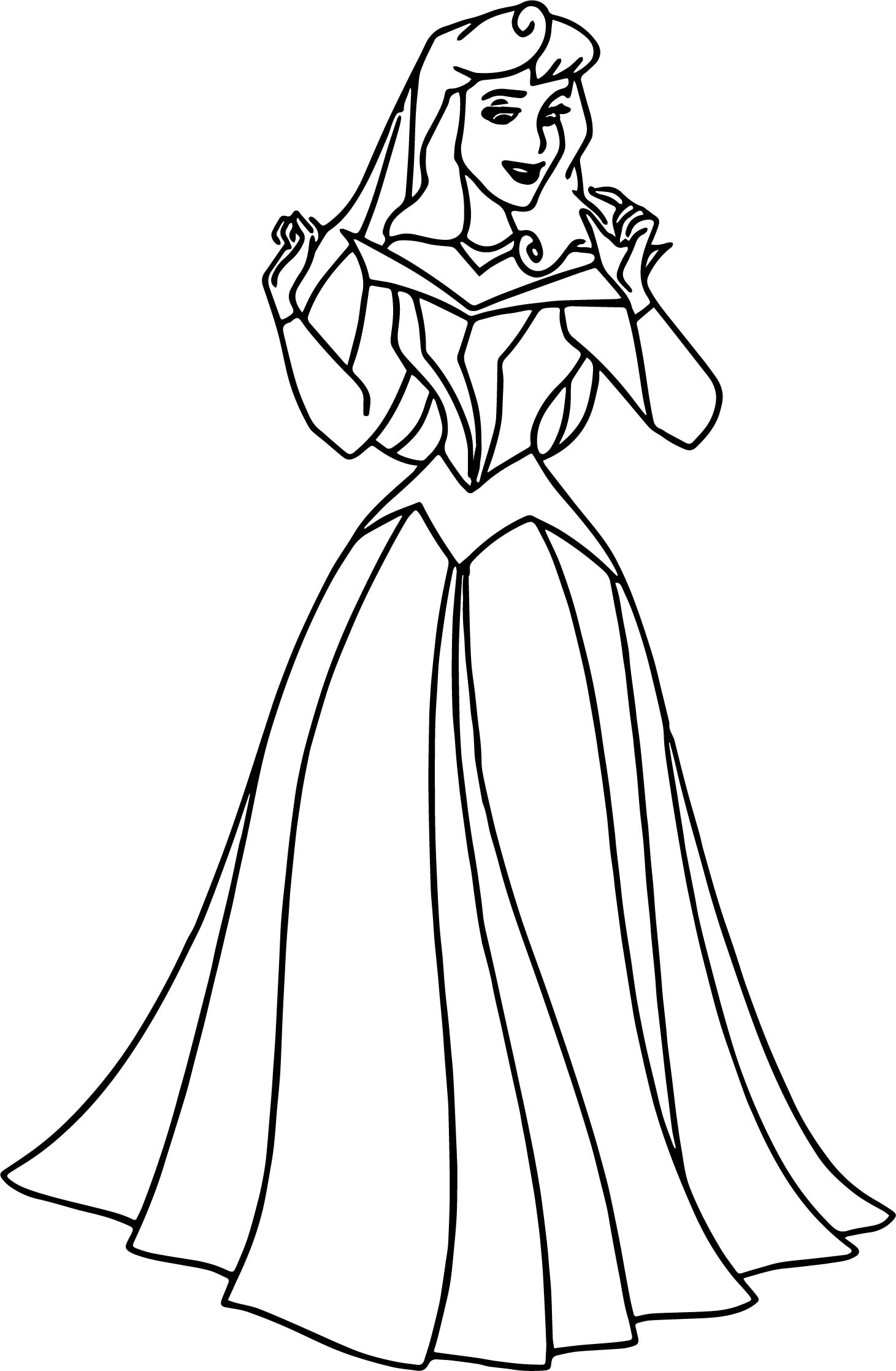1461x2235 Aurora Dress Cartoon Girl Coloring Page Wecoloringpage