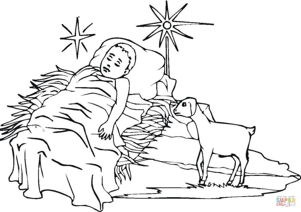 1024x720 Manger Coloring Page Baby Jesus Free Printable Pages Click