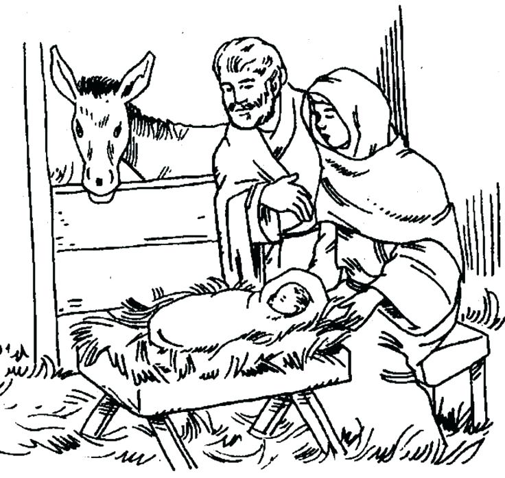 736x696 Baby Jesus In A Manger Colouring Pages Nativity Coloring Page
