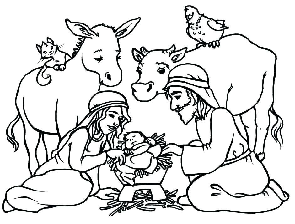 940x716 Nativity Scene Coloring Pages Icontent