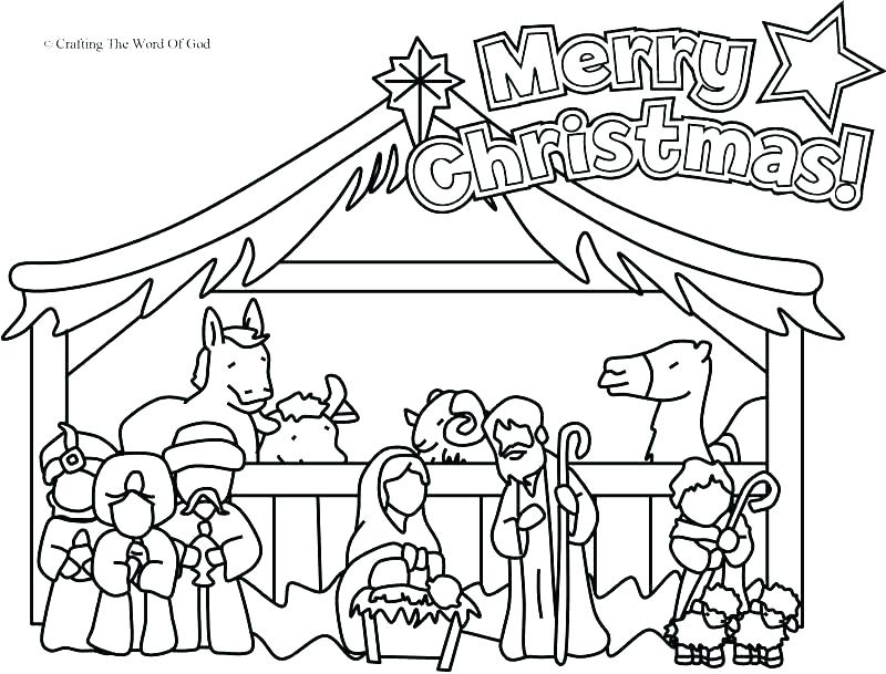 800x609 Nativity Scene Coloring Pages Preschoolers Deepart